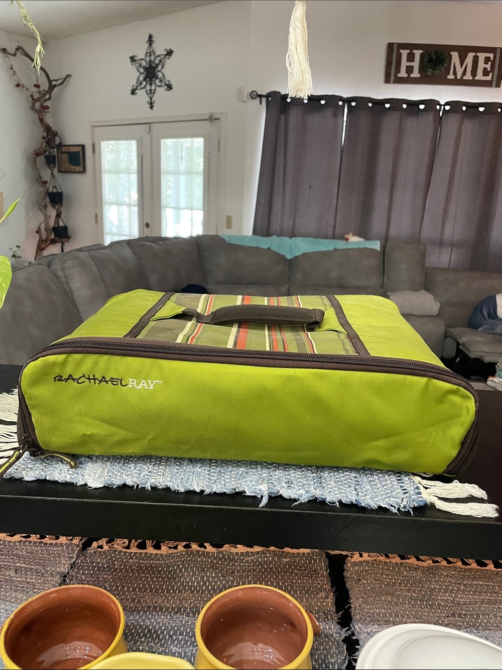 Rachael Ray Lime Green Striped Carry Case